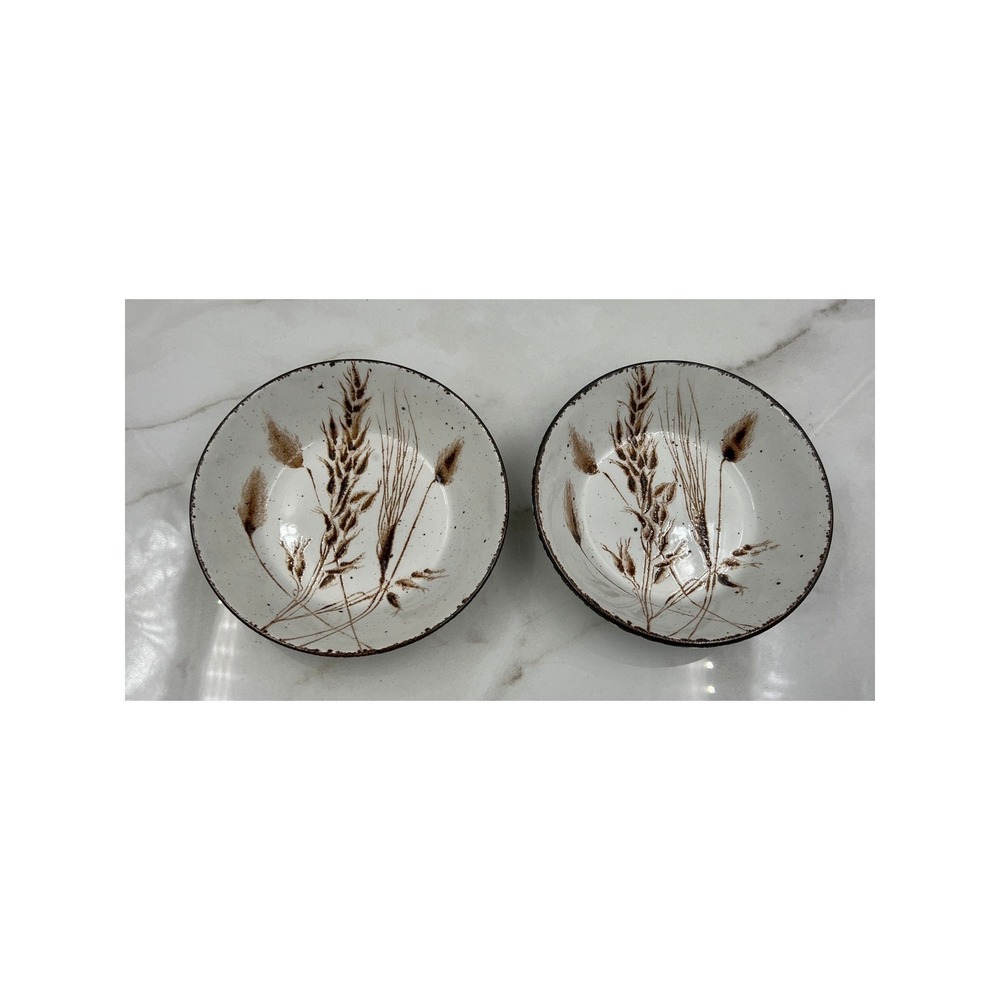 Midwinter Stonehenge Wild Oats Bowls Set of 2 England Stoneware 6.25 inch Wheat
